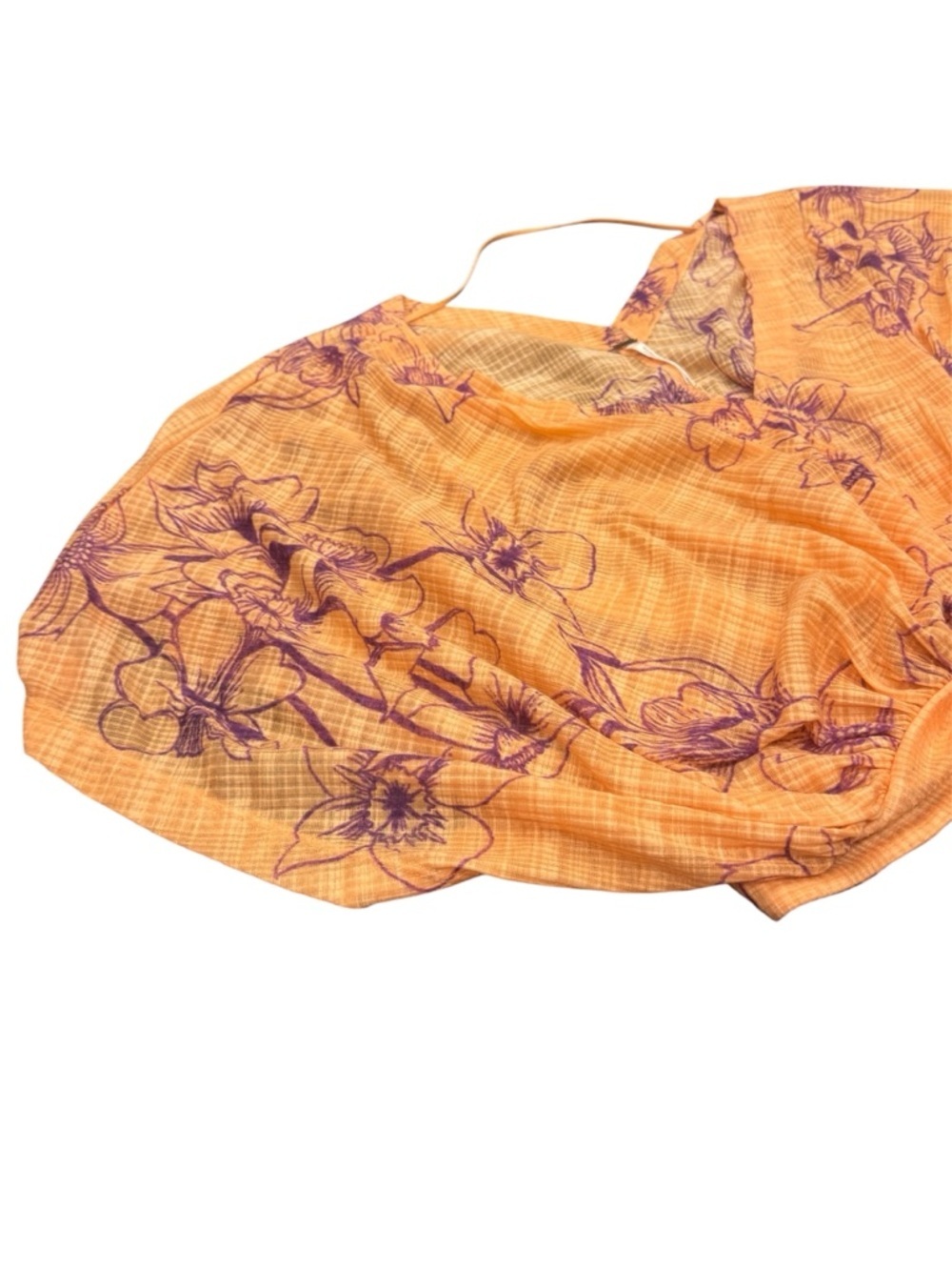 Free People orange and purple floral cropped flowy Boho top size XS - Picture 5 of 9